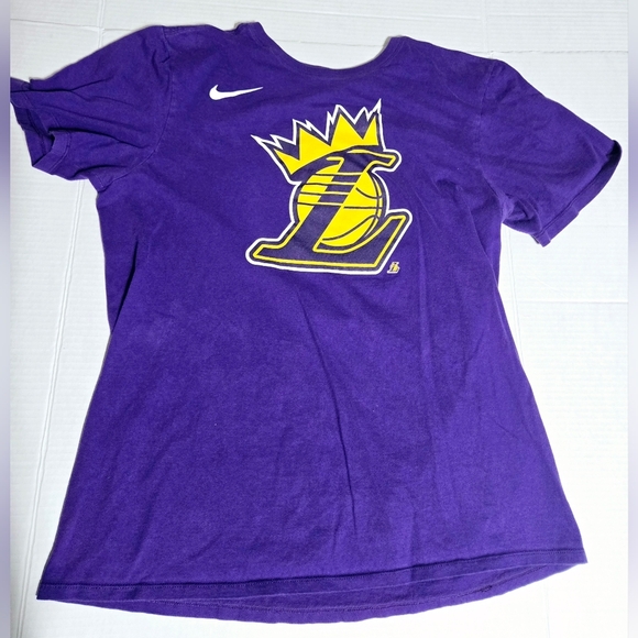 Nike Los Angeles Lakers Crown Logo T Shirt NBA Basketball Purple Size M - Picture 1 of 5